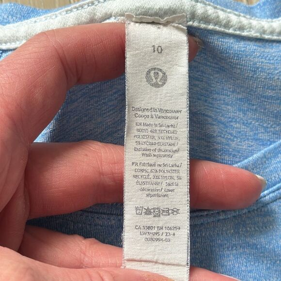 lululemon License to Train Classic Fit T-Shirt Heathered Blue Sz10 - Picture 5 of 10